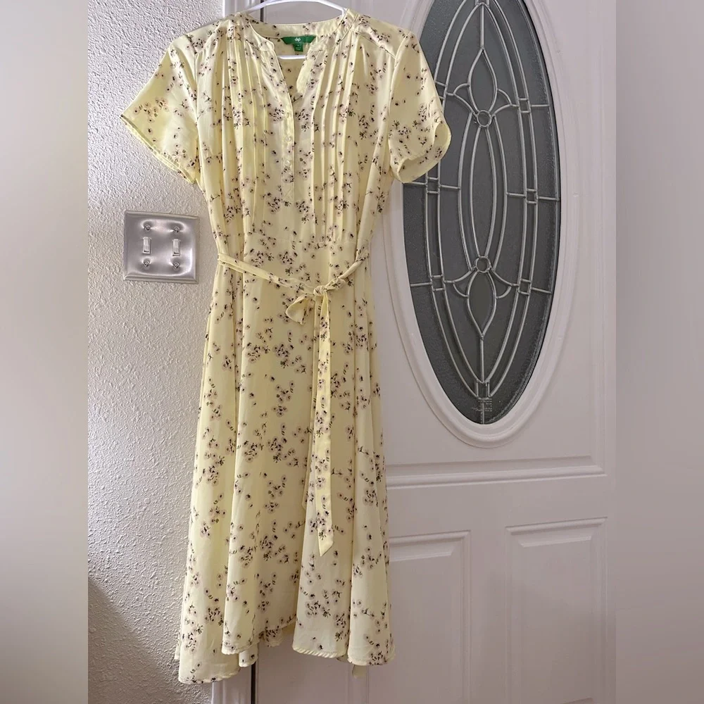 NWOT 👗 Dip Chiffon Style Yellow Spring Dress - Picture 1 of 3